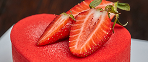 Red heart-shaped cake for Valentine's Day